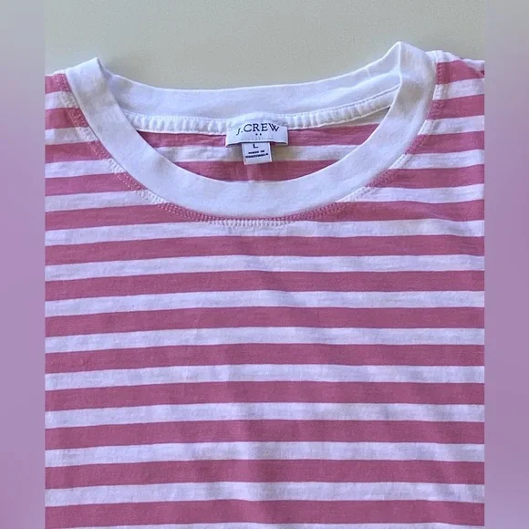 J. Crew Striped Long-Sleeve Cotton T-Shirt, Cotton Long Sleeve Tee Shirt Sz: L - Picture 3 of 6